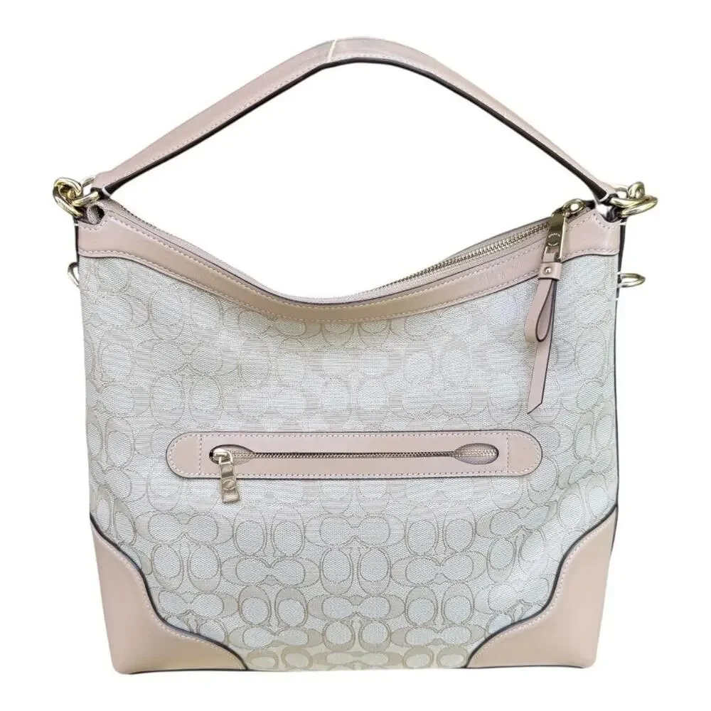 Coach Cream Signature Canvas Hobo Bag